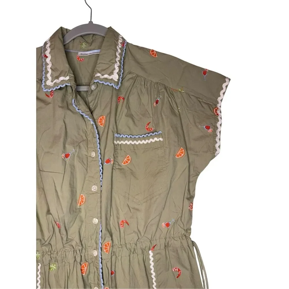 Roller Rabbit Ocaso Ellyott Embroidered Dress Green Size‎ XS